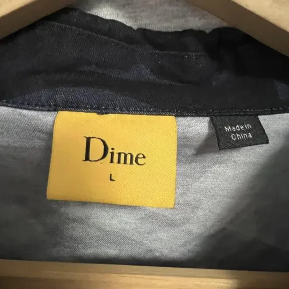 Dime Jacket Mens Large Navy Marble Coach Snap Button Embroidered Logo Skateboard